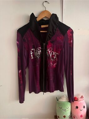 Unique Crisca Graphic Zip-Front Jacket
